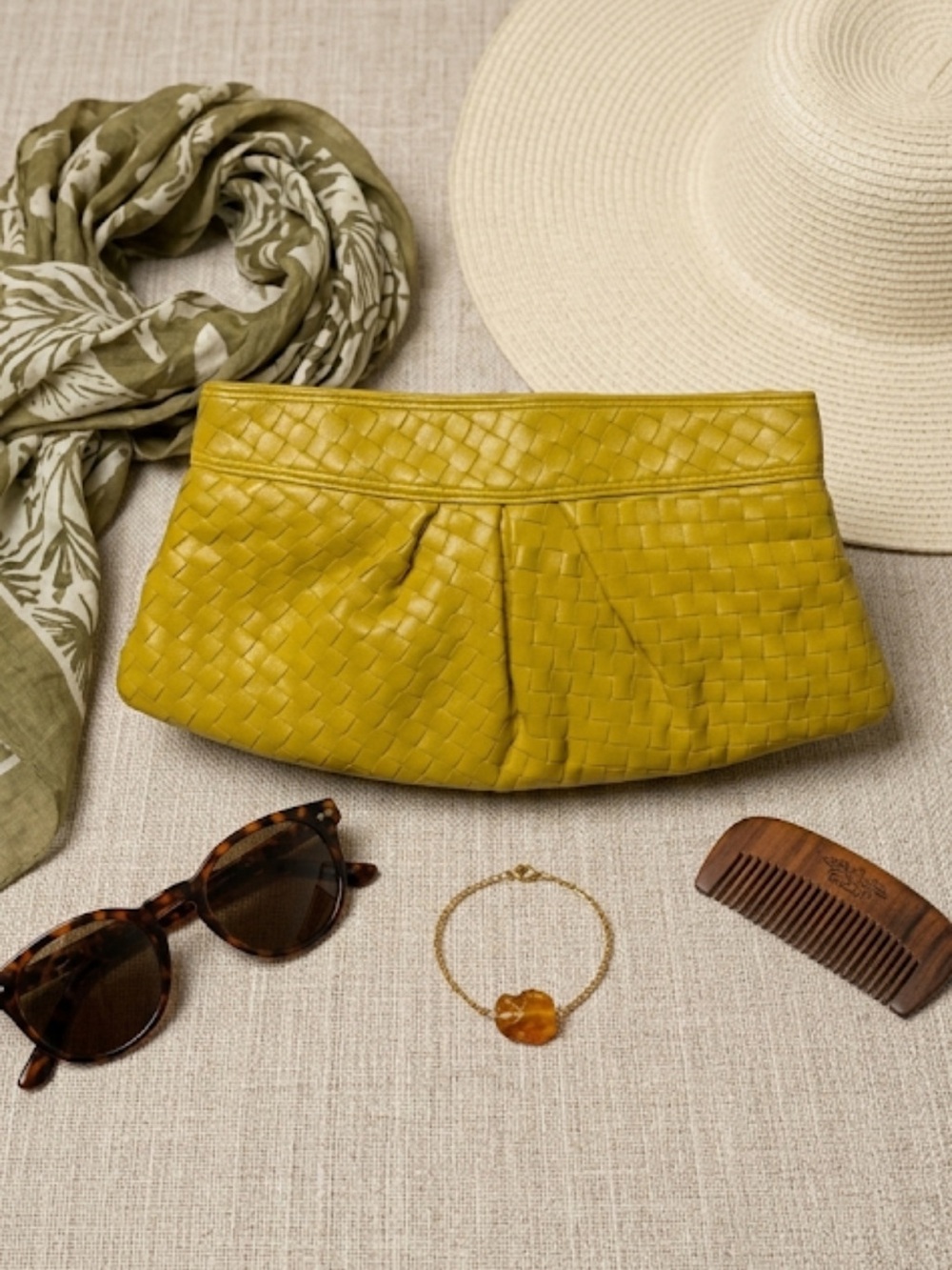 Chic Woven Yellow Clutch – Vibrant Summer Statement Bag